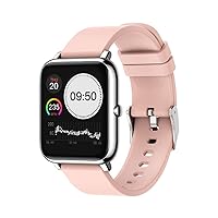 Smartwatch Fitness Tracker Watch Pedometer Blood Pressure Monitor Watch Heart Rate Monitor Waterproof IP67 Stopwatch SMS Call Teenagers Women Men for iOS 9.0 Android 5.0 Mobile Phone (Pink)