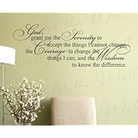God Grant Me The Serenity to Accept The Things I Cannot Change - Prayer Fate Religious Christian - Wall Decal Mural Graphic - Vinyl Quote Sticker Art Decoration - Lettering Decor Saying