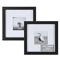 5x7 Picture Frame bundle with 8x8 Picture Frames Set of 2 Display 6x6 or 4x4 Pictures with Mat