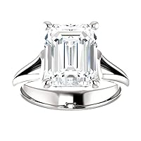 Siyaa Gems 3.50 CT Emerald Diamond Moissanite Engagement Rings Wedding Ring Eternity Band Solitaire Halo Hidden Prong Silver Jewelry Anniversary Promise Ring Gift