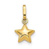 14K Yellow Gold 3D Puffed Star Charm Pendant