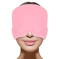 Headache Relief Hat for Migraine Relief, Tension, One Size Fits All Headache Cap with Reusable Ice Gel Pack for Puffy Eyes, Stress Relief (Pink)