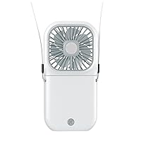 Brimeg Portable Neck Fan Mini Quiet Handheld Personal Foldable USB Rechargeable Fan Operated for Home Office Outdoor Travel, 3000mAh Power Bank Hands Free Necklace Fans (WHITE)