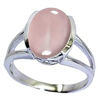 Choose Your Color Natural Stone Silver Rings Bold Oval Shape Bar Setting Handcrafted Sizes 5-12