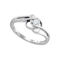 The Diamond Deal 10kt White Gold Womens Round Diamond Solitaire Promise Bridal Ring 1/6 Cttw