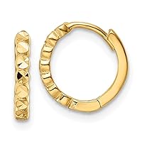 14k Gold Sparkle Cut 2x12mm Hinged Hoop Earrings Measures 10.8x11.75mm Wide 1.93mm Thick Jewelry for Women