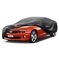 Kayme 7 Layers Car Cover Custom Fit for Chevrolet Chevy Camaro (2010-2024) Waterproof All Weather for Automobiles, Outdoor Full Cover Rain Sun UV Protection.Black