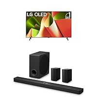 LG 97-Inch Class OLED evo G4 Series Smart TV 4K Processor Flat Screen with Magic Remote AI-Powered with Alexa (OLED97G4WUA, 2024) 7.1.3 ch. Sound Bar with Wireless Dolby Atmos and Rear Speakers