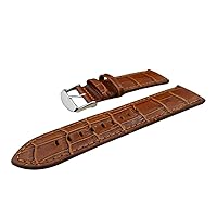 26mm 28mm 30mm 32mm White Black Brown TAN Genuine Leather Watch Band Strap Square Square Alligator Crocodile Grain Lightly Padded Replacement Wrist (Length: 7.86 Inches // 200mm)