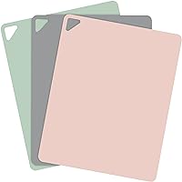 Extra Thin Flexible Cutting Boards for Kitchen - Cutting Mats for Cooking, Colored Cutting Mat Set with Easy-Grip Handles | Non Slip Cutting Sheets, Flexible Plastic Cutting Board Set of 3 (15