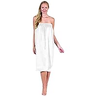 Cloud 9 Women's Plush Microfiber Knee Length Spa Wrap, Simple Body Wrap, Microfiber, Elasticized Top with Touch-and-close Fasteners, Machine Washable, 32 inch length, White Willow