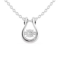 Certified Single Stone Pendant Necklace with 0.1 Carat Round Natural Diamond in 18K White/Yellow/Rose Gold Pendant & 18K Gold Chain with 4 Prong Holder Setting | Surprise Necklace for Her (IJ, I1-I2)