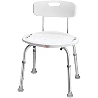 Bath Chair and Shower Chair with Back - Shower Seat for Elderly, Handicap, and Disabled, 300lbs, Easy Assembly, White