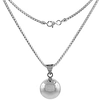 Sterling Silver Harmony Ball Necklace 7/8 inch Round High Polished Handmade 2mm Round Box