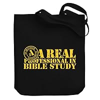 A REAL PROFESSIONAL in Bible Study Canvas Tote Bag 10.5