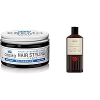 Premium Barber Grade Hair Styling Thickening Paste, High Hold, Low Shine, 4 Oz & Rich-Lathering Italian Bergamot Body Wash for Men, Notes of Italian Bergamot, Neroli Blossom
