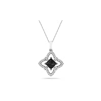 0.90 Cts Black & White Diamond Pendant in 14K White Gold - Valentine's Day Sale