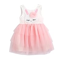 0-5 Years Little Girl's Sleeveless Mesh Rainbow Dress for Wedding Party Lacy Patchwork Cute Cartoon Tulle Dresses