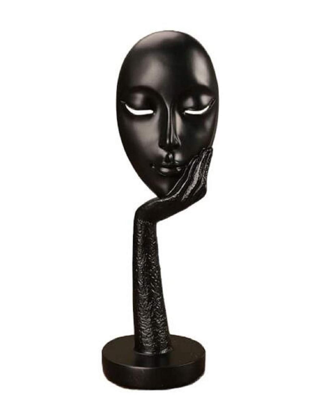 Abstract Women Face Art Sculpture Creative Resin Human Meditators Statue Decor (Black 1)