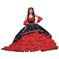 Sweetheart Organza Ruffles Lace up Quinceanera Prom Dresses 3D Floral Flowers 2024