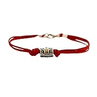 Hamsa bracelet for men, men's bracelet with a silver tube bead charm and a red cord, against the evil eye, red bracelet for men, lucky charm