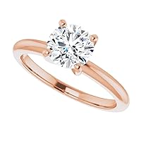 925 Silver,10K/14K/18K Solid Rose Gold Handmade Engagement Ring 1.0 CT Round Cut Moissanite Diamond Solitaire Wedding/Bridal Gift for Women/Her Gorgeous Gift