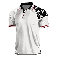 Patriotic American Flag Shirts for Men 1776 Independence Day 4th of July USA Short Sleeve Polo Shirt(S-3XL)