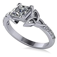 Allurez (1.50ct) Platinum Princess Cut Diamond Celtic Knot Irish Engagement Ring