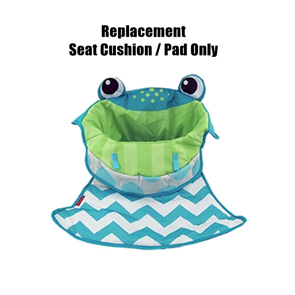 Replacement Part for Fisher-Price Sit-Me-Up Baby Floor Seat - FWY43 ~ Replacement Seat Cushion/Pad ~ Green and White Frog Print Chevron Pattern
