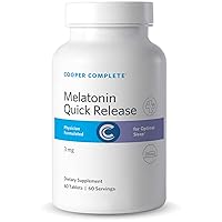 Cooper Complete - Quick Release Melatonin - 3 mg Fast Dissolving Tablet, Sleep Supplement - 60 Tablets per Bottle. Pack of 2