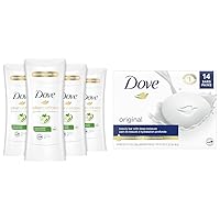 Dove Advanced Care Antiperspirant Cool Essentials (Pack of 4) Deodorant for Women & Beauty Bar Cleanser for Gentle Soft Skin Care Original Made With 1/4 Moisturizing Cream 3.75 oz