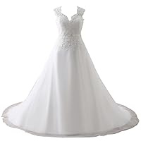 Wonderful V Neck Plus Size Lace Wedding Dresses Bridal Gown US Size 26W- White