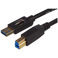Amazon Basics USB-A to USB-B 3.0 Cable, 4.8Gbps High-Speed with Gold-Plated Plugs, 6 Foot, Black
