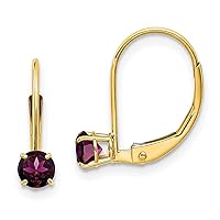 14K Solid Gold Gemstone Drop Dangle Earrings - Statement Birthstone Earrings - Everyday Classic Simple Round Earrings