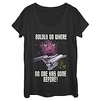 STAR TREK Original Series Bodly Go Cat Women's Short Sleeve Tee Shirt, Black, XX-Large
