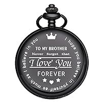 Brother Birthday Gifts from Sister or Brother, Personalized Engraved Pocket Watch with Chain for Men
