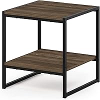 FURINNO Camnus Modern Living 2-Tier End Table, Columbia Walnut, 15.9 in x 15.75 in x 18 in