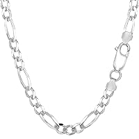 The Diamond Deal 14k SOLID Yellow Or White Gold 4.5mm Diamond-Cut Alternate Classic Mens Figaro Chain Necklace Or Bracelet/Foot Anklet for Pendants and Charms with Lobster-Claw Clasp