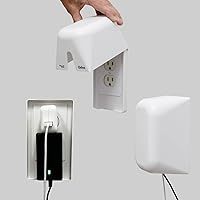 Qdos Safety Large Outlet Cover Box for Baby Proofing Outlets | Secure Hidden Lock | Oversized Interior for Bulky Plugs, Charging Blocks & Adapters | Modern Universal Design | Easy Install | 1 Pack