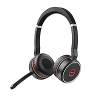 Jabra Evolve 75 MS Wireless Headset, Stereo – Includes Link 370 USB Adapter – Bluetooth Headset with World-Class Speakers, Active Noise-Cancelling Microphone, All Day Battery