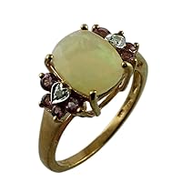 Carillon Ethiopian Opal Cushion Shape 9x7MM Natural Non-Treated Gemstone 10K Rose Gold Ring Gift Jewelry for Women & Men
