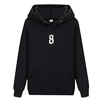 Mens Plush Fleece Pullover Hoodie Sweatshirt Trend Letter Print Pullover Hooded New Lovers All Loose Youth