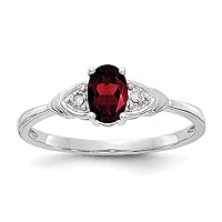 14k White Gold Polished Garnet Diamond Ring Size 7.00 Jewelry for Women