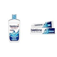 biotène Oral Rinse Mouthwash for Dry Mouth, Breath Freshener and Dry Mouth Treatment & biotène Fluoride Toothpaste for Dry Mouth Symptoms, Bad Breath Treatment and Cavity Prevention