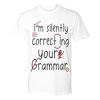 IIm Silently Correcting Your Grammar White Premium Tee T-Shirt Women Men Birthday Gift for English Teachers Women Men Boss Coworkers
