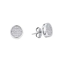 The Diamond Deal 10kt White Gold Womens Round Diamond Circle Cluster Stud Earrings 1/2 Cttw