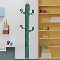 Cartoon Creative Cactus Height Chart Sticker, Growth Height Chart Measurement Removable Wall Sticker Decal, Children Kids Baby Home Room Nursery DIY Decorative Adhesive Art Wall Mural