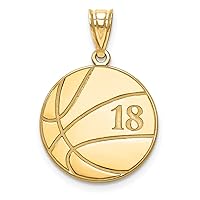 10K Yellow Gold Basketball Customize Personalize Engravable Charm Pendant Jewelry Gifts For Women or Men (Length 0.7