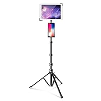 elitehood iPad Tripod Stand, 65-inch Height Adjustable iPad Stand Holder & iPad Floor Stand with 360° Rotating iPad Tripod Mount for iPad, iPad Air, iPad Pro 12.9 11 and All 4-14.5 Inch Tablets Black