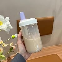 High Appearance Level Simple And Large Capacity Accompanying Straw Glass Students Use Portable Water Cup Juice Milk Tea Cup (Color : Purple500ml, Size : Plastic)